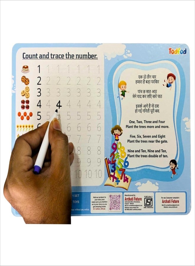 TodFod Wooden Number Puzzle Board for Kids - 10 Pcs 0-9 Multicolor Learning Toy with Knobs & Picture Matching | Educational Montessori Counting Puzzle for Children - Image 4